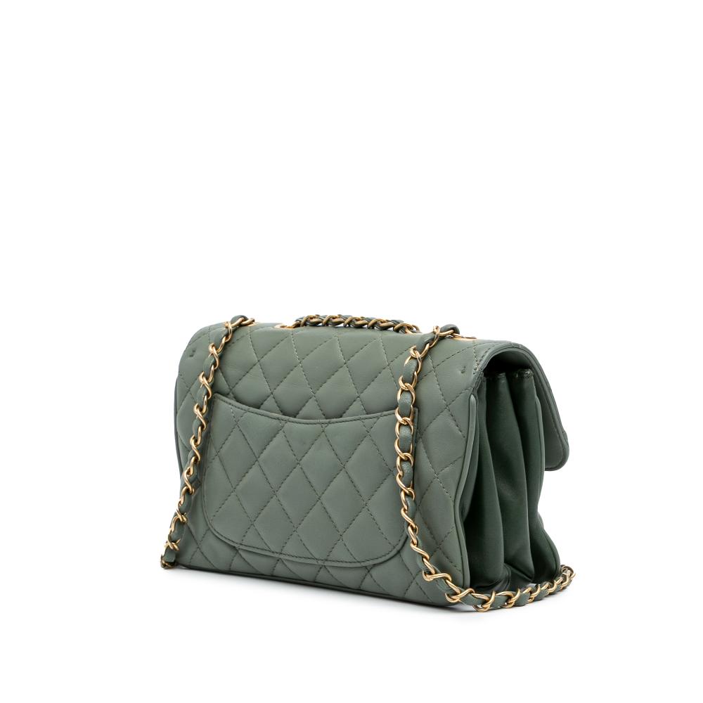 Green Leather Chanel Flap Bag