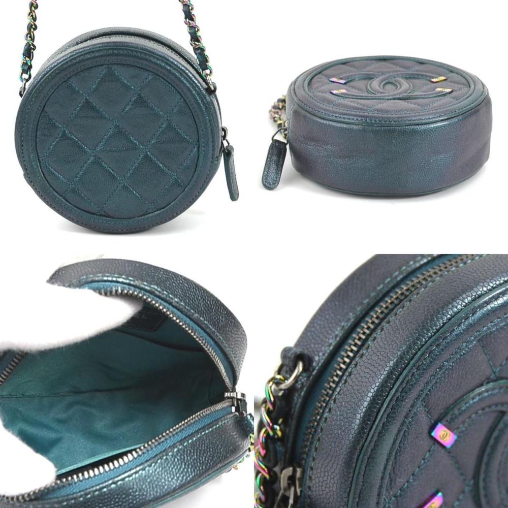 Green Leather Chanel Shoulder Bag