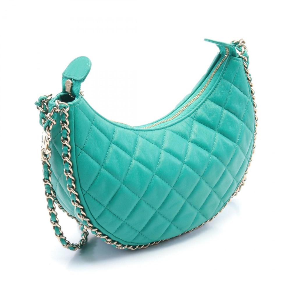 Green Leather Chanel Shoulder Bag