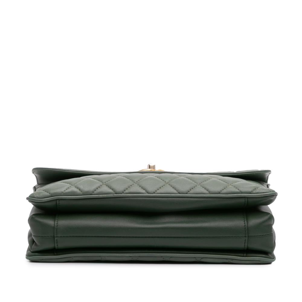 Green Leather Chanel Shoulder Bag