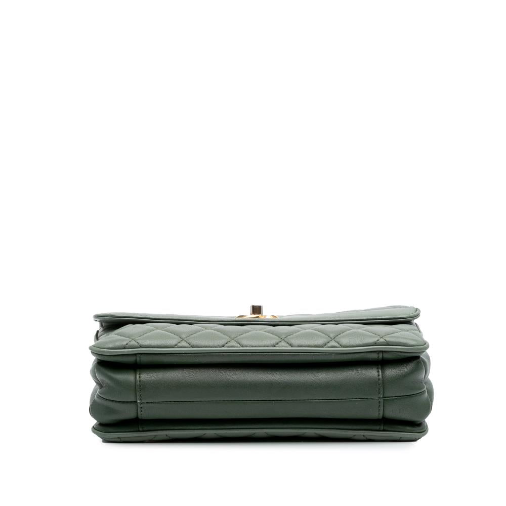 Green Leather Chanel Flap Bag