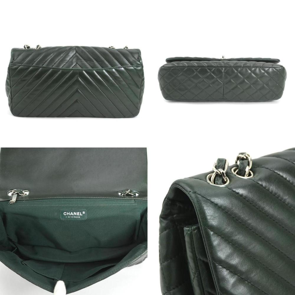 Green Leather Chanel Shoulder Bag