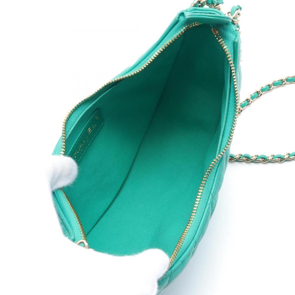 Green Leather Chanel Shoulder Bag