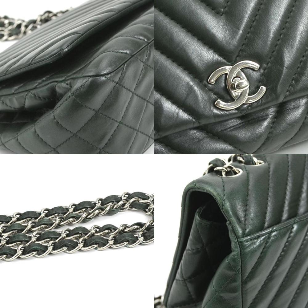 Green Leather Chanel Shoulder Bag