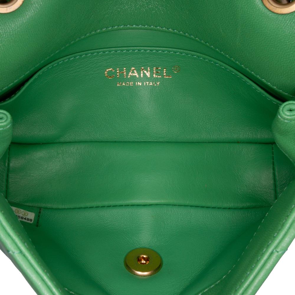 Green Leather Chanel Flap Bag