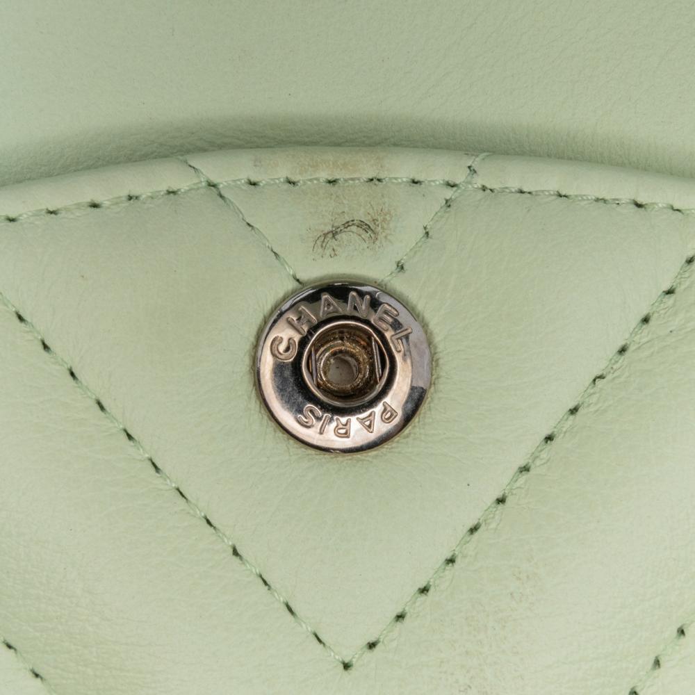 Green Leather Chanel Flap Bag