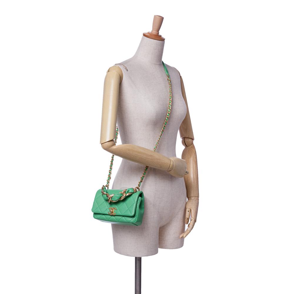 Green Leather Chanel Flap Bag