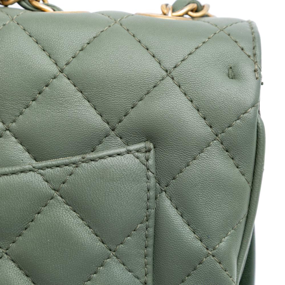 Green Leather Chanel Flap Bag
