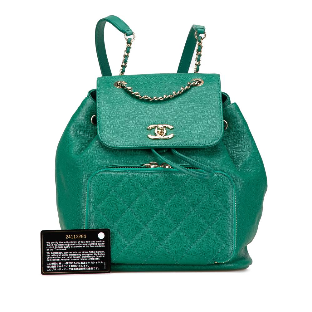 Green Leather Chanel Flap Bag