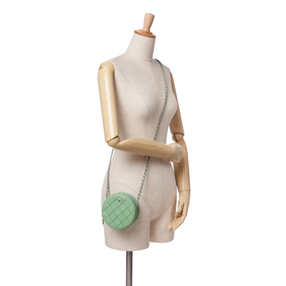 Green Leather Chanel Crossbody Bag