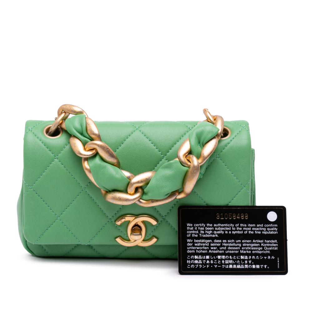 Green Leather Chanel Flap Bag