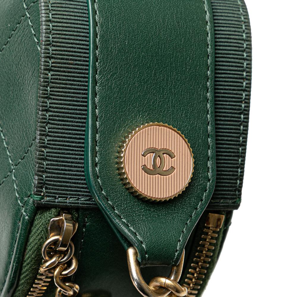 Green Leather Chanel Crossbody Bag