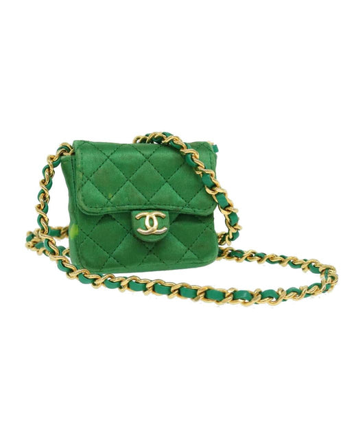 Green Satin Chanel Shoulder Bag