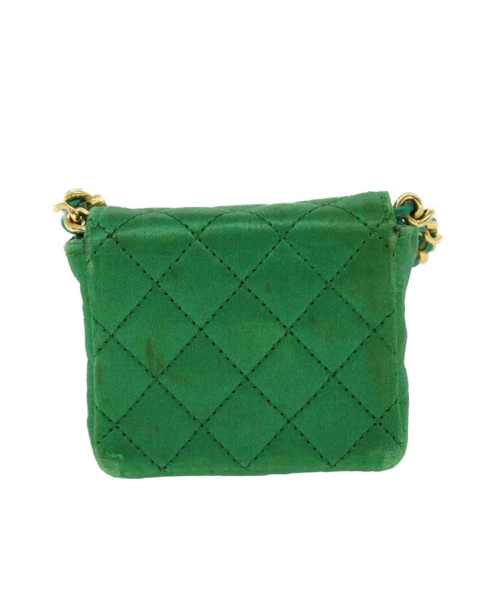 Green Satin Chanel Shoulder Bag