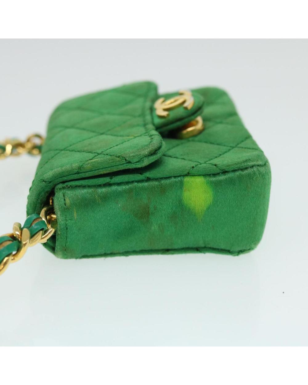 Green Satin Chanel Shoulder Bag