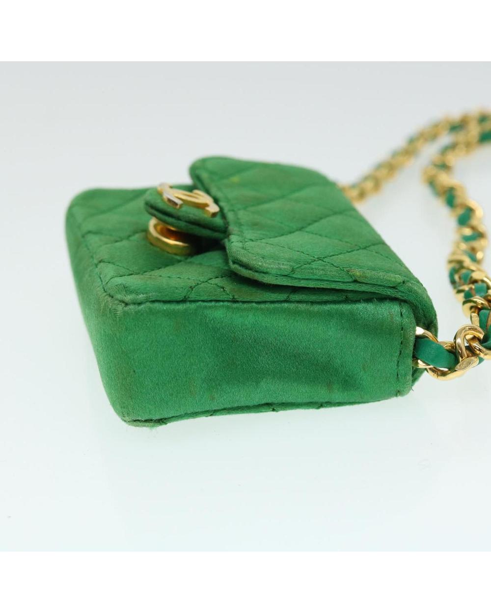 Green Satin Chanel Shoulder Bag