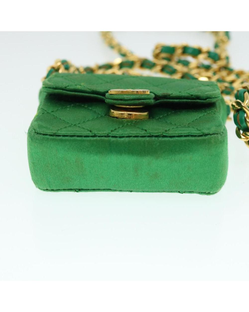 Green Satin Chanel Shoulder Bag