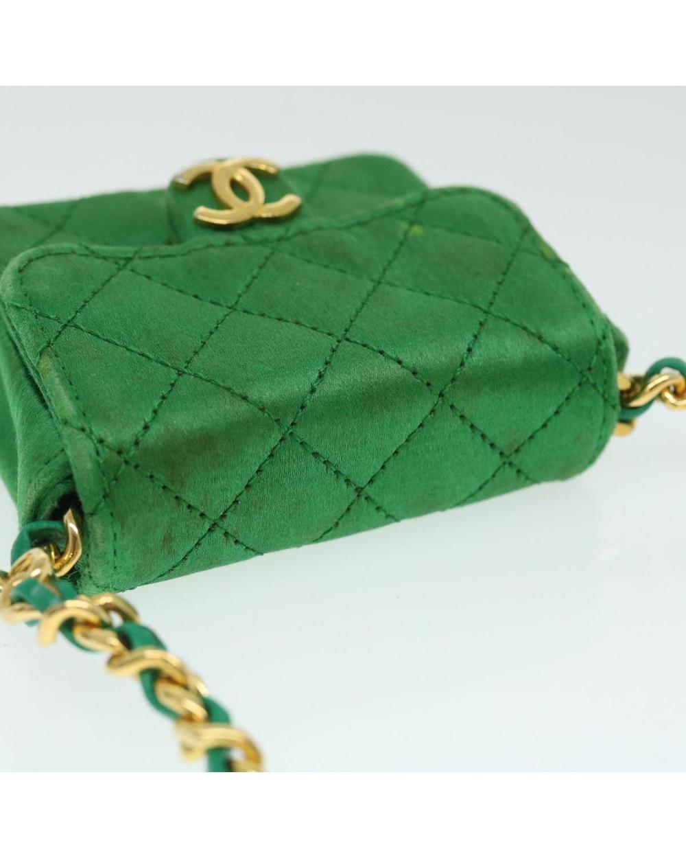 Green Satin Chanel Shoulder Bag