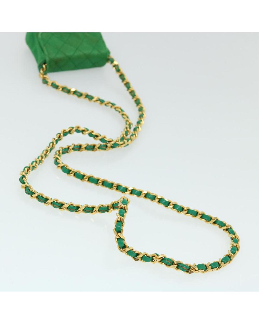 Green Satin Chanel Shoulder Bag