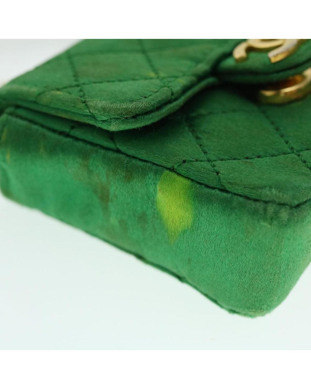 Green Satin Chanel Shoulder Bag