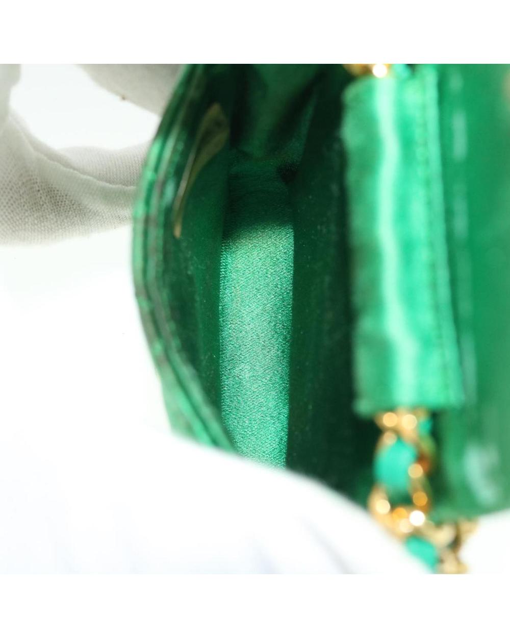Green Satin Chanel Shoulder Bag
