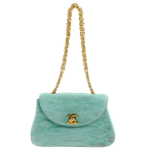 Green Suede Chanel Shoulder Bag