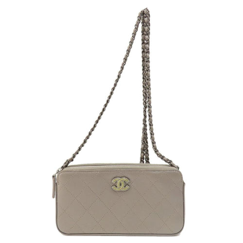 Grey Canvas Chanel Crossbody Bag