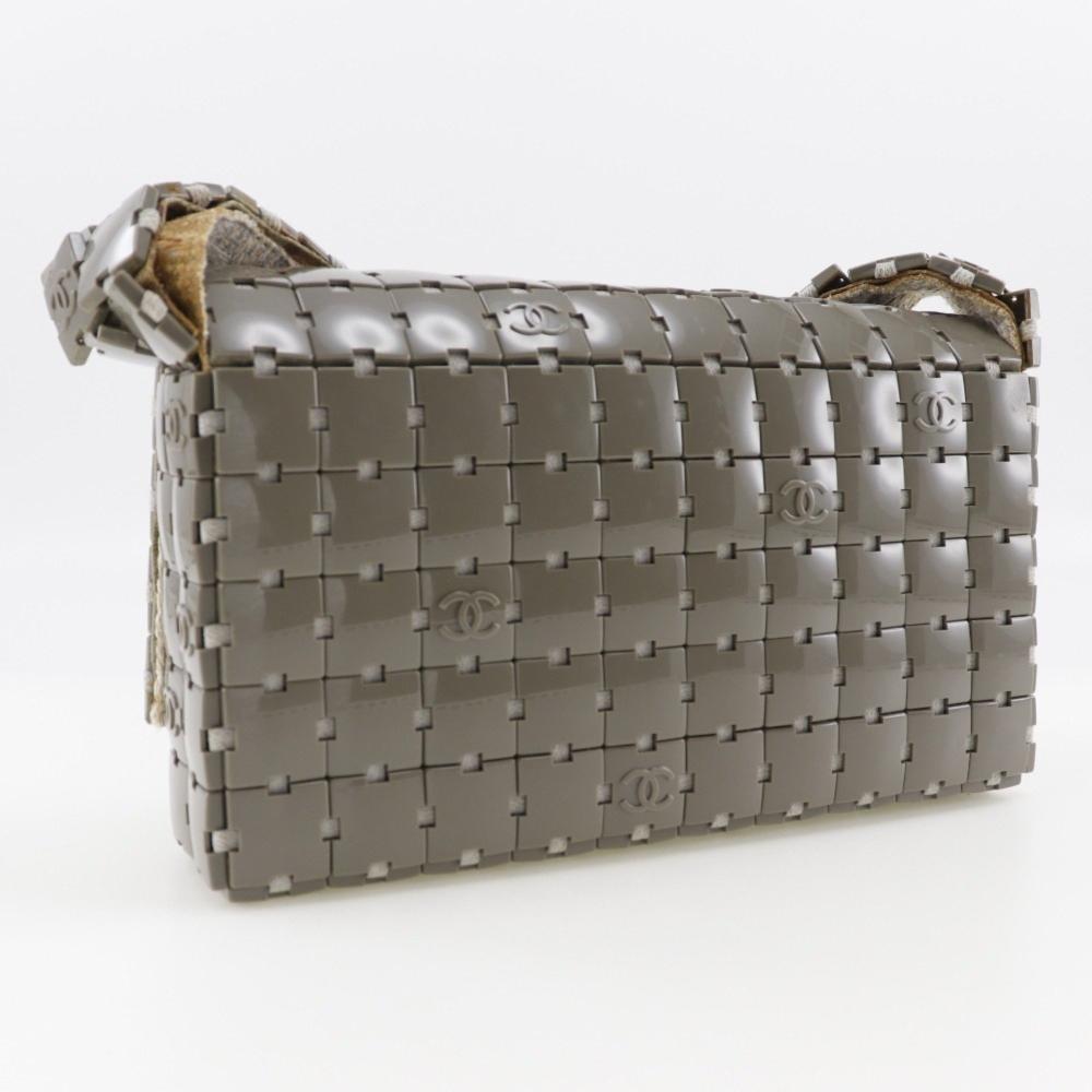 Grey Canvas Chanel Flap Bag