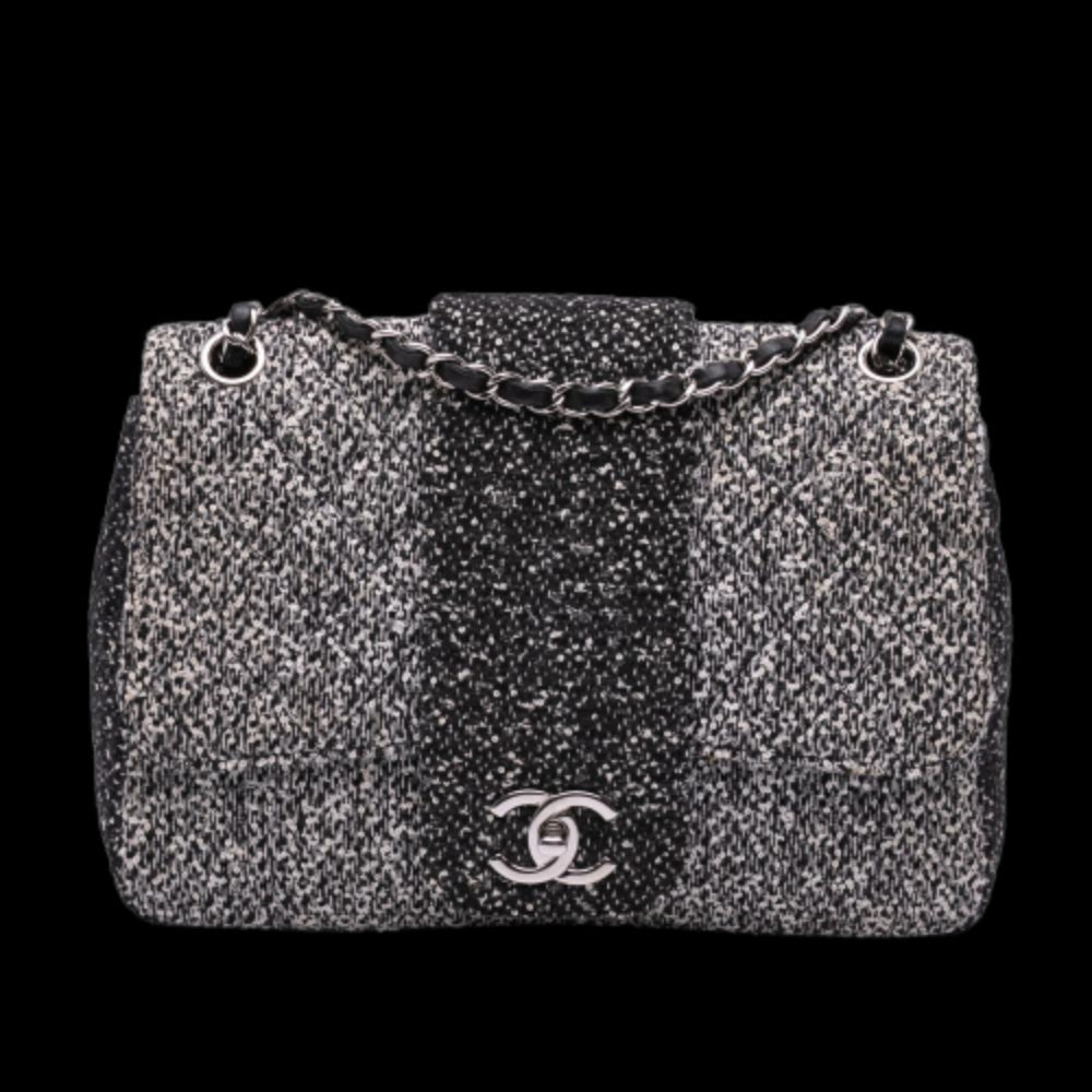 Grey Fabric Chanel Flap Bag