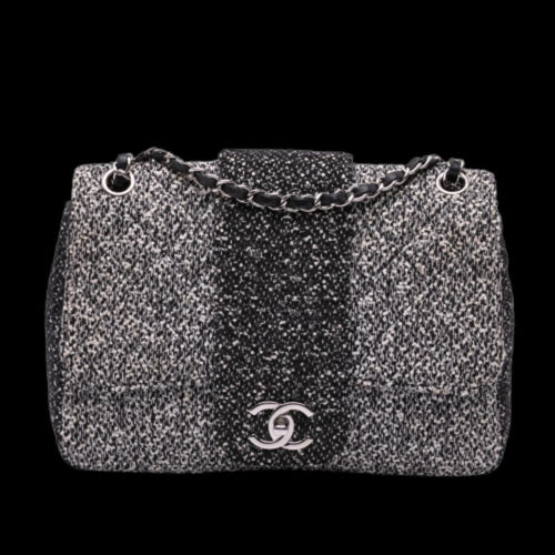 Grey Fabric Chanel Flap Bag