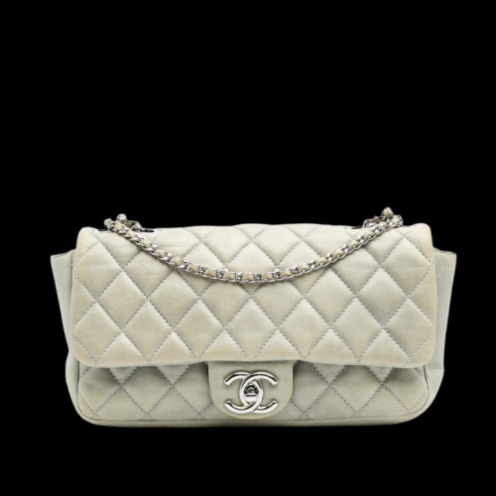 Grey Leather Chanel Flap Bag
