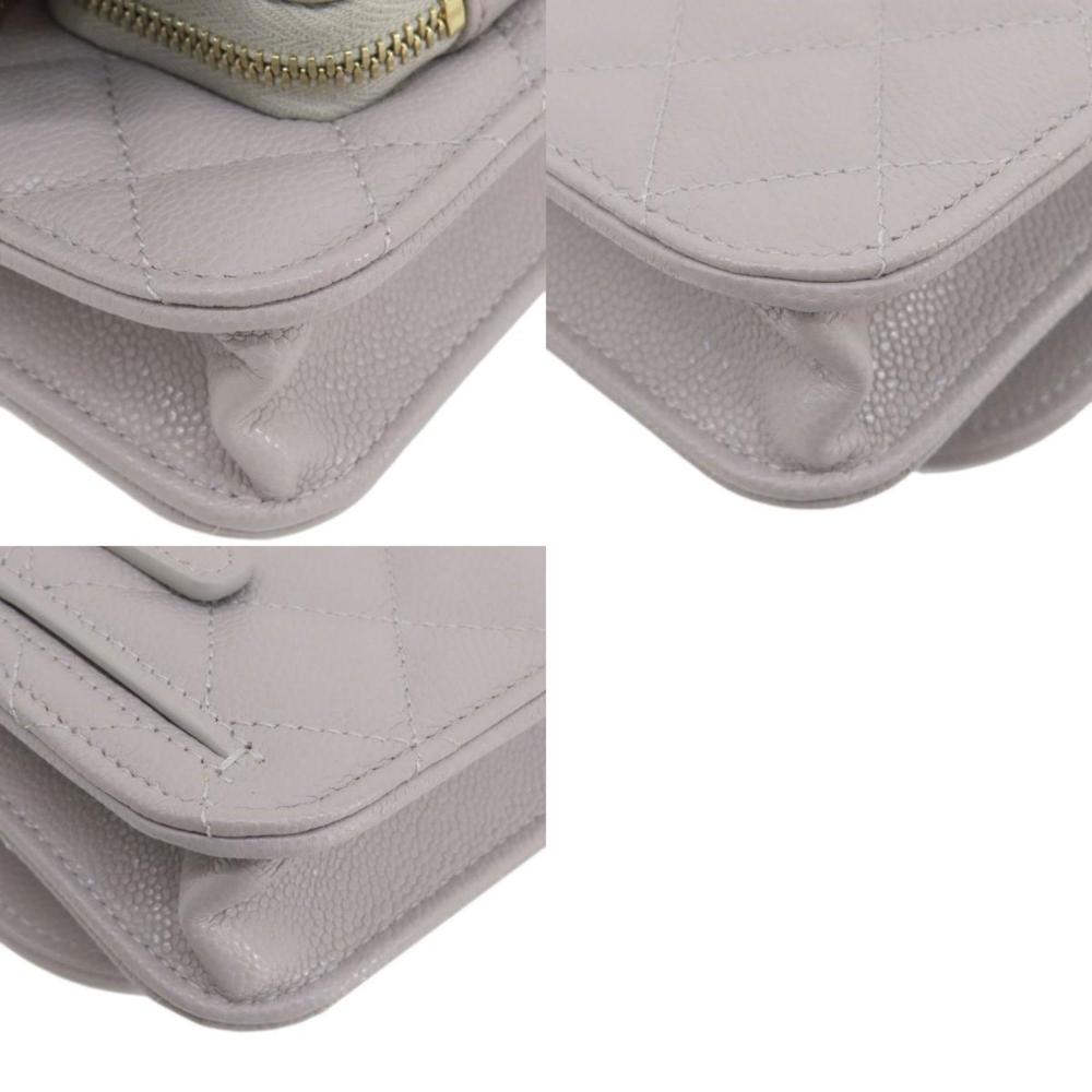 Grey Leather Chanel Shoulder Bag