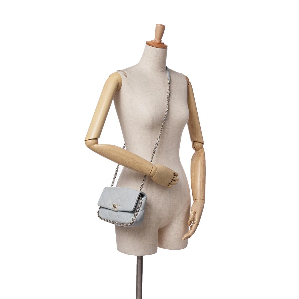 Grey Leather Chanel Flap Bag