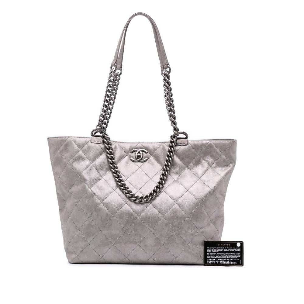 Grey Leather Chanel Tote