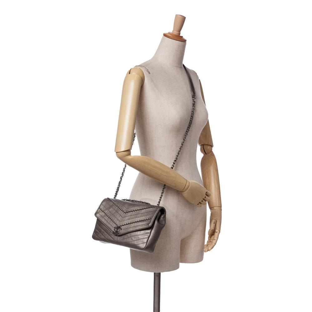 Grey Leather Chanel Flap Bag