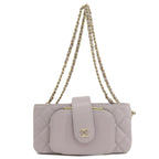 Grey Leather Chanel Shoulder Bag