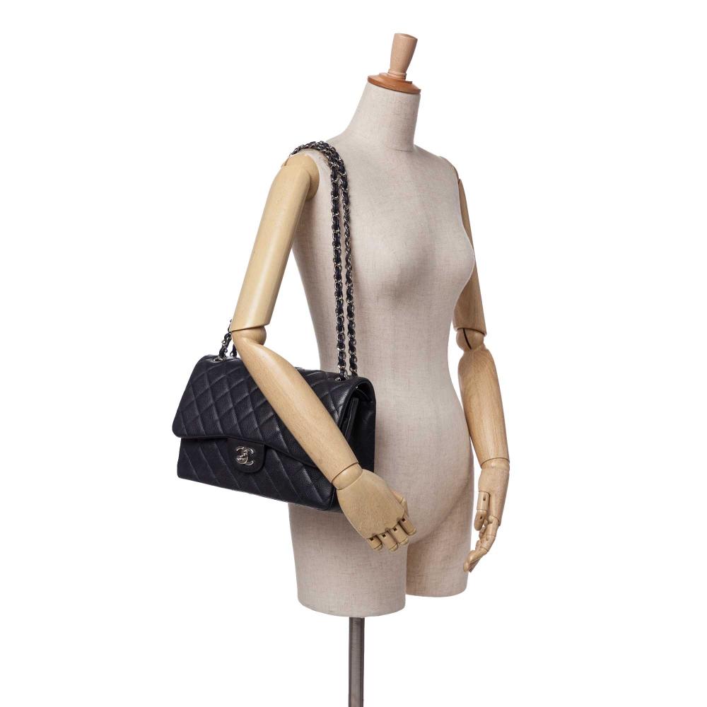 Grey Leather Chanel Flap Bag