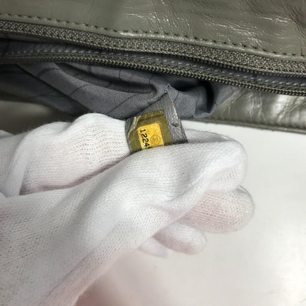 Grey Leather Chanel Shoulder Bag