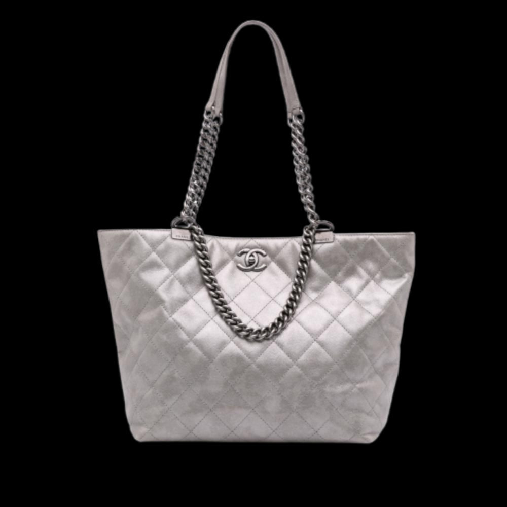 Grey Leather Chanel Tote