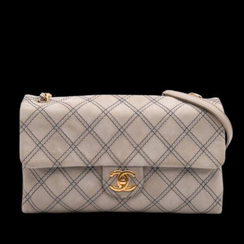 Grey Leather Chanel Crossbody Bag