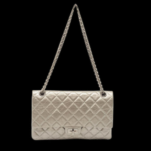 Grey Leather Chanel Flap Bag