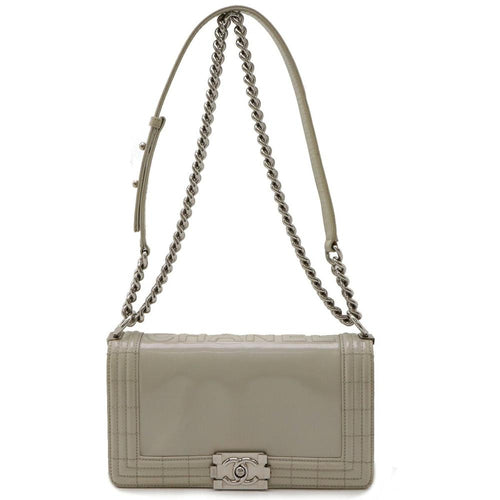 Grey Leather Chanel Shoulder Bag