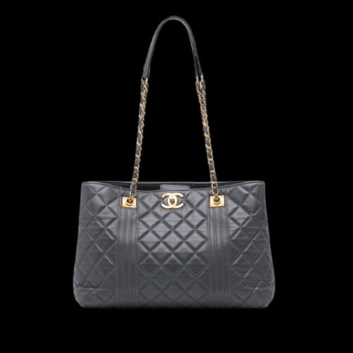 Grey Leather Chanel Tote