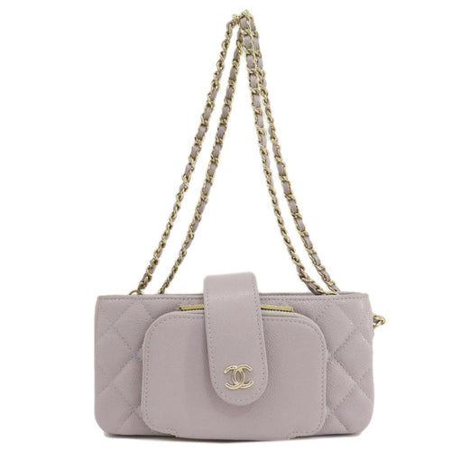 Grey Leather Chanel Shoulder Bag