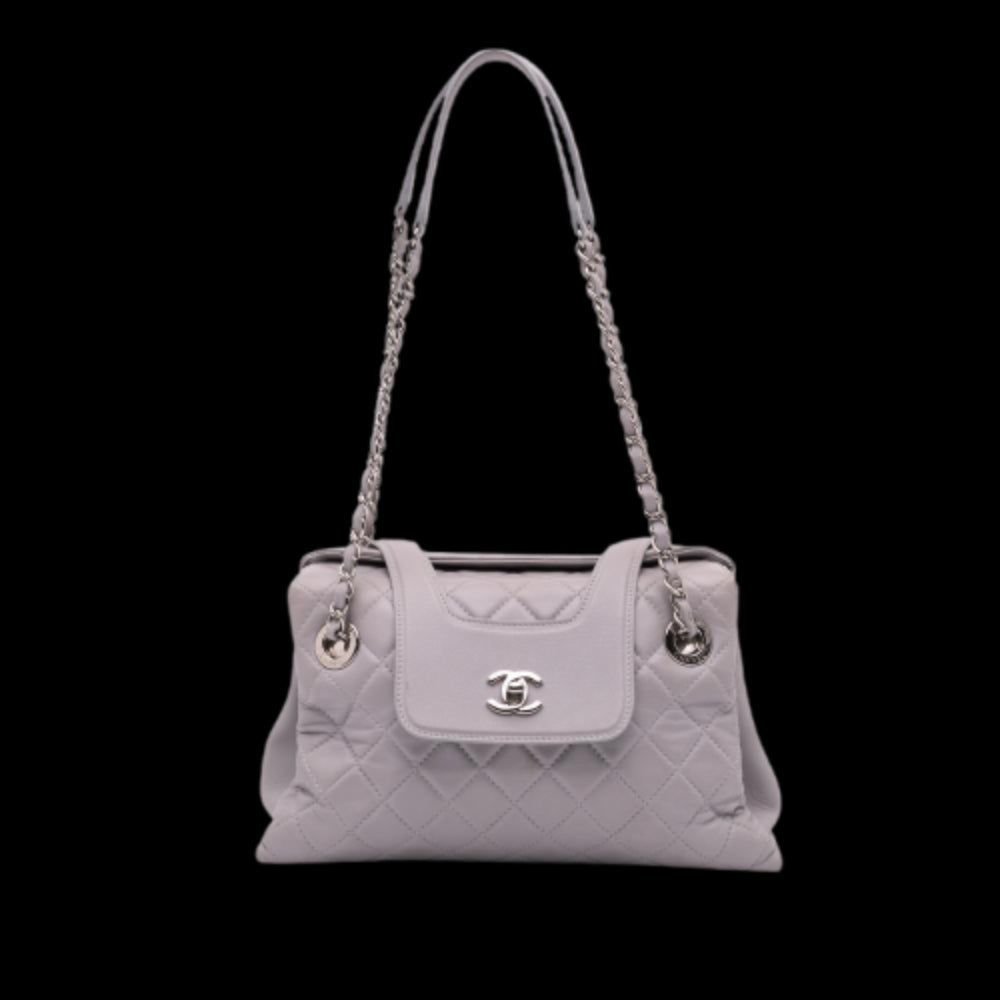 Grey Leather Chanel Tote