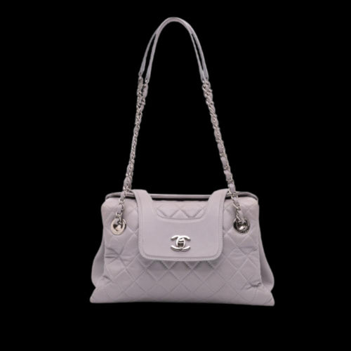 Grey Leather Chanel Tote