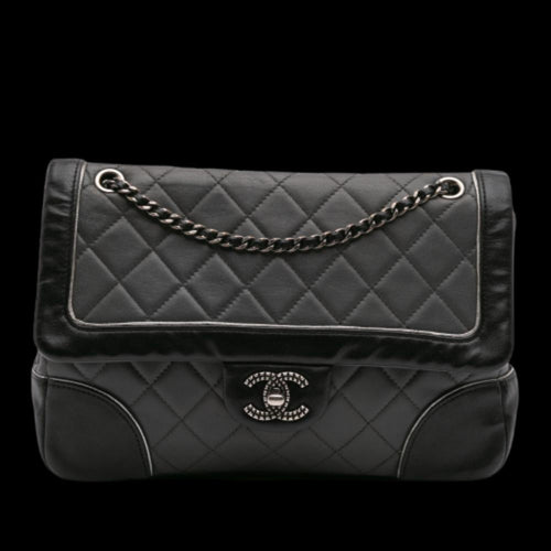 Grey Leather Chanel Flap Bag