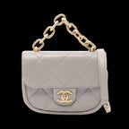 Grey Leather Chanel Shoulder Bag