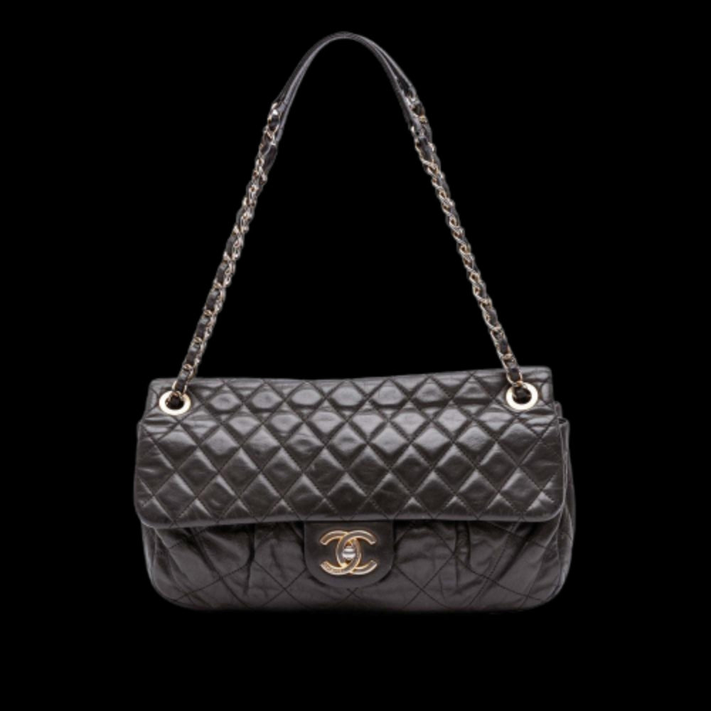 Grey Leather Chanel Flap Bag