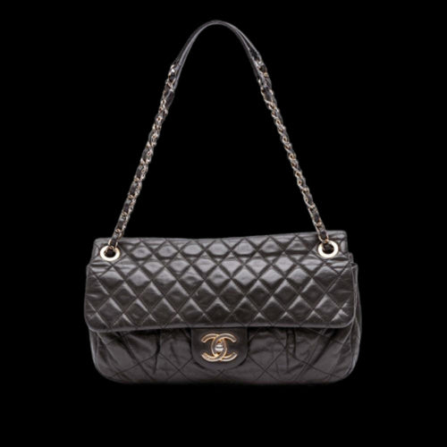 Grey Leather Chanel Flap Bag